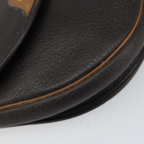 Christian Dior Shoulder Bag Leather Brown Gold Auth gh1469